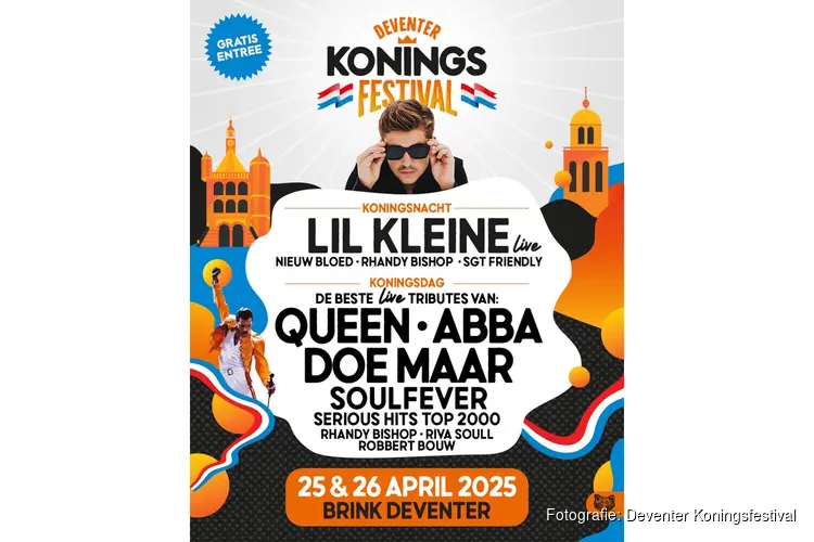 Deventer Koningsfestival op de Brink met Lil Kleine en tributes van o.a. Queen, ABBA, en Doe Maar